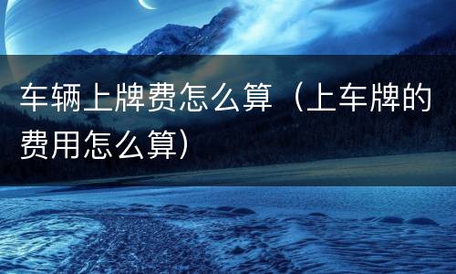 车辆上牌费怎么算（上车牌的费用怎么算）