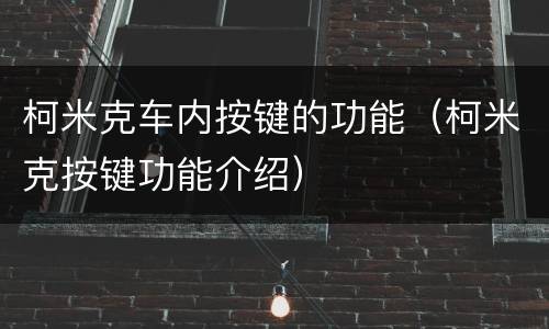 柯米克车内按键的功能（柯米克按键功能介绍）