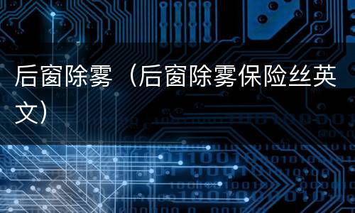 后窗除雾（后窗除雾保险丝英文）