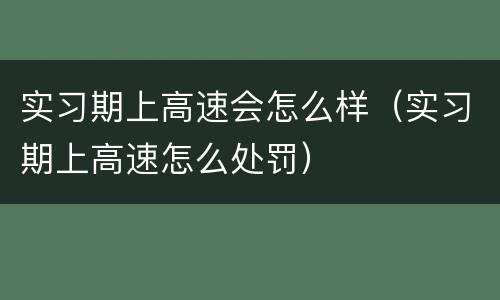 实习期上高速会怎么样（实习期上高速怎么处罚）