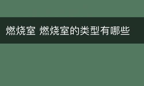 燃烧室 燃烧室的类型有哪些