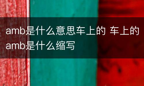 amb是什么意思车上的 车上的amb是什么缩写