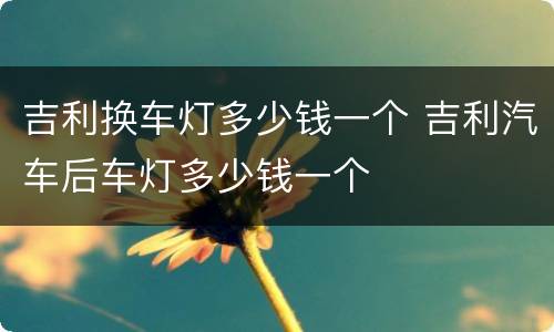 吉利换车灯多少钱一个 吉利汽车后车灯多少钱一个