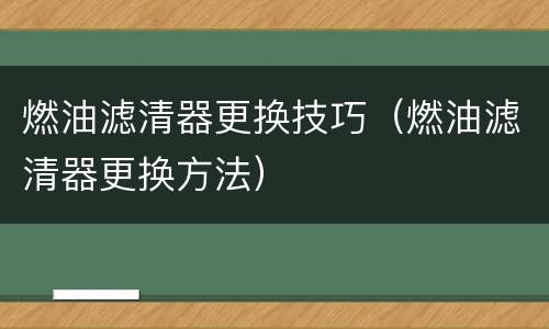 燃油滤清器更换技巧（燃油滤清器更换方法）