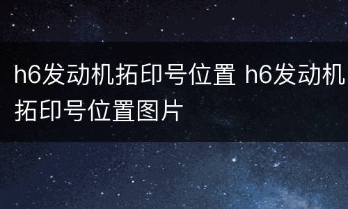 h6发动机拓印号位置 h6发动机拓印号位置图片