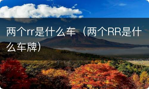 两个rr是什么车（两个RR是什么车牌）