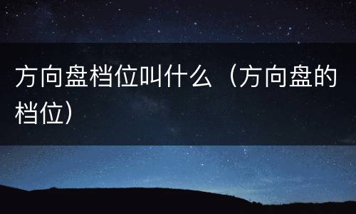 方向盘档位叫什么（方向盘的档位）