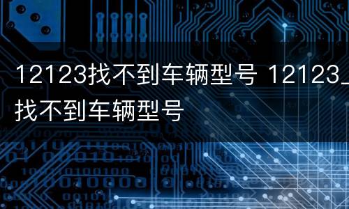 12123找不到车辆型号 12123上找不到车辆型号