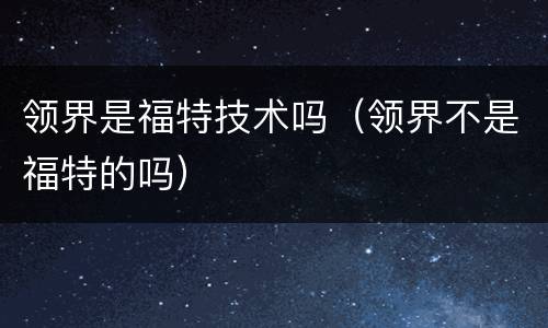 领界是福特技术吗（领界不是福特的吗）