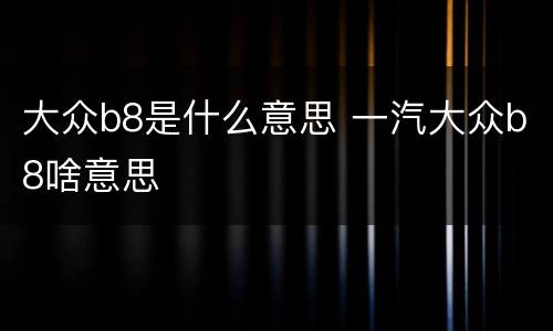大众b8是什么意思 一汽大众b8啥意思