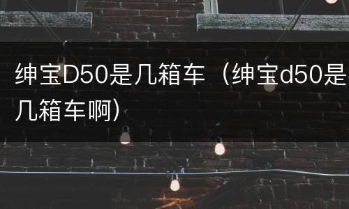 绅宝D50是几箱车（绅宝d50是几箱车啊）