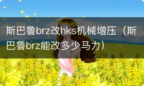 斯巴鲁brz改hks机械增压（斯巴鲁brz能改多少马力）