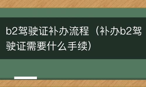 b2驾驶证补办流程（补办b2驾驶证需要什么手续）