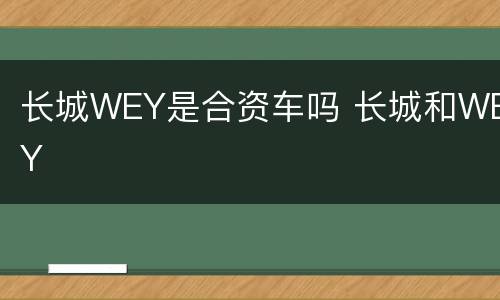 长城WEY是合资车吗 长城和WEY