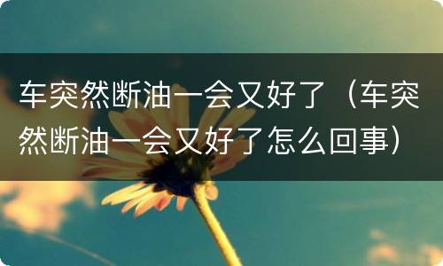 车突然断油一会又好了（车突然断油一会又好了怎么回事）