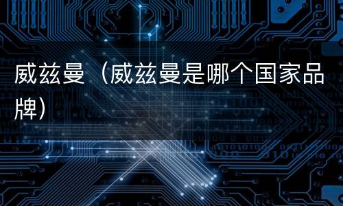 威兹曼（威兹曼是哪个国家品牌）