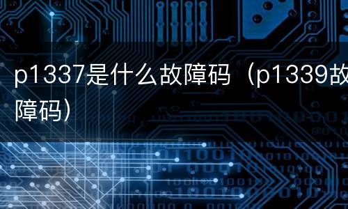 p1337是什么故障码（p1339故障码）