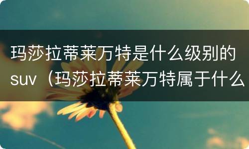 玛莎拉蒂莱万特是什么级别的suv（玛莎拉蒂莱万特属于什么级别的车）