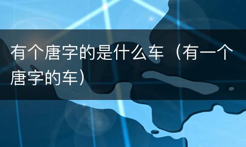 有个唐字的是什么车（有一个唐字的车）