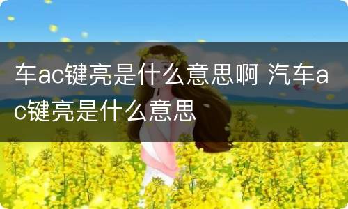 车ac键亮是什么意思啊 汽车ac键亮是什么意思