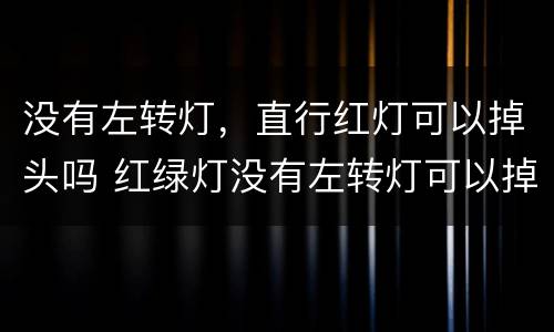 没有左转灯，直行红灯可以掉头吗 红绿灯没有左转灯可以掉头吗