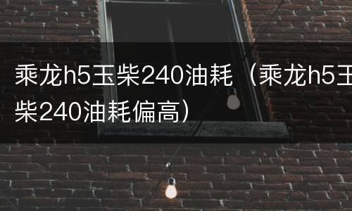 乘龙h5玉柴240油耗（乘龙h5玉柴240油耗偏高）