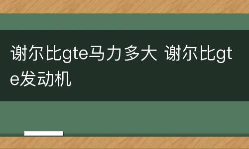 谢尔比gte马力多大 谢尔比gte发动机