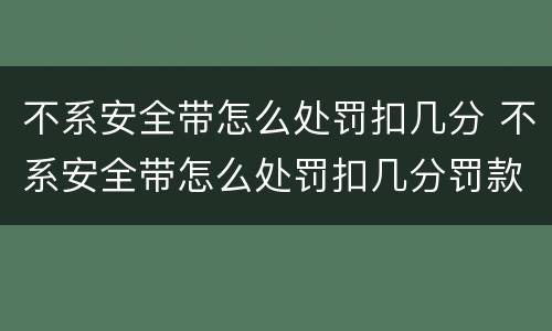 不系安全带怎么处罚扣几分 不系安全带怎么处罚扣几分罚款多少