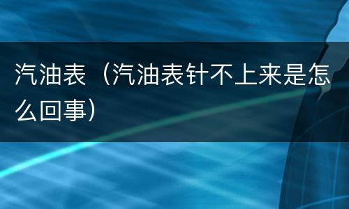 汽油表（汽油表针不上来是怎么回事）