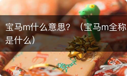 宝马m什么意思？（宝马m全称是什么）