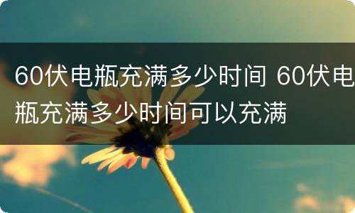 60伏电瓶充满多少时间 60伏电瓶充满多少时间可以充满