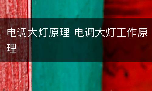 电调大灯原理 电调大灯工作原理