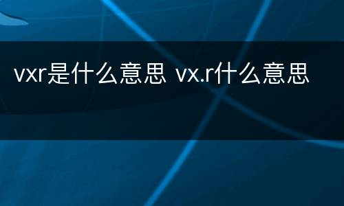 vxr是什么意思 vx.r什么意思