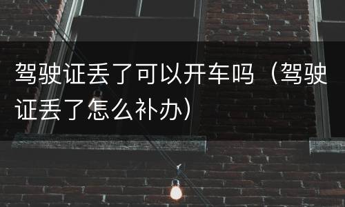 驾驶证丢了可以开车吗（驾驶证丢了怎么补办）