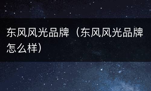 东风风光品牌（东风风光品牌怎么样）