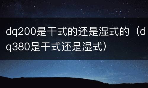 dq200是干式的还是湿式的（dq380是干式还是湿式）