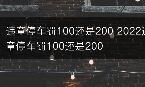 违章停车罚100还是200 2022违章停车罚100还是200