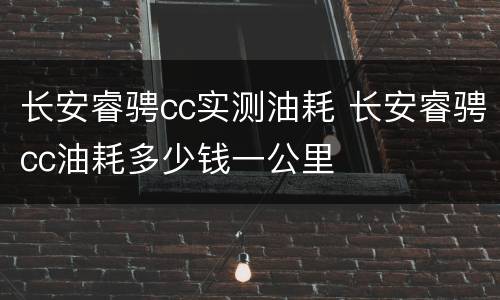 长安睿骋cc实测油耗 长安睿骋cc油耗多少钱一公里