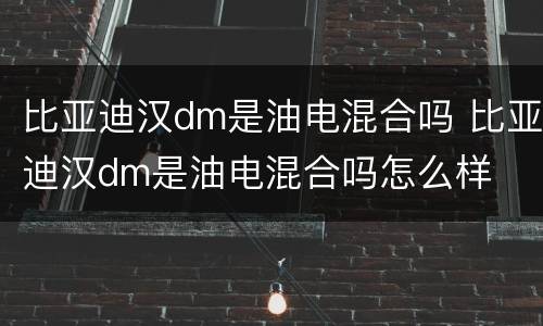 比亚迪汉dm是油电混合吗 比亚迪汉dm是油电混合吗怎么样