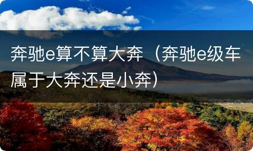 奔驰e算不算大奔（奔驰e级车属于大奔还是小奔）