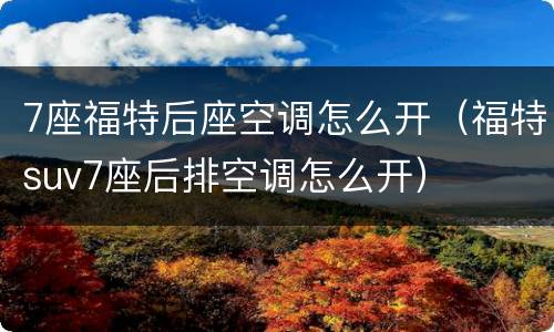 7座福特后座空调怎么开（福特suv7座后排空调怎么开）