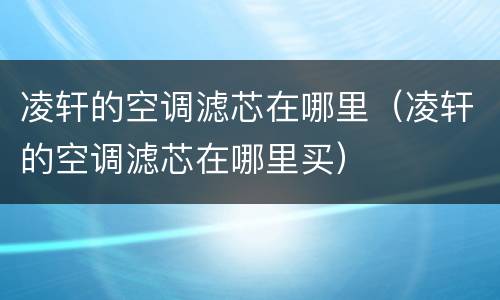 凌轩的空调滤芯在哪里（凌轩的空调滤芯在哪里买）
