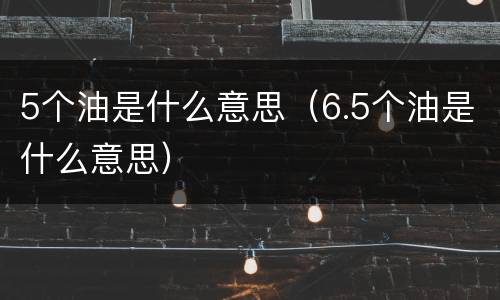 5个油是什么意思（6.5个油是什么意思）