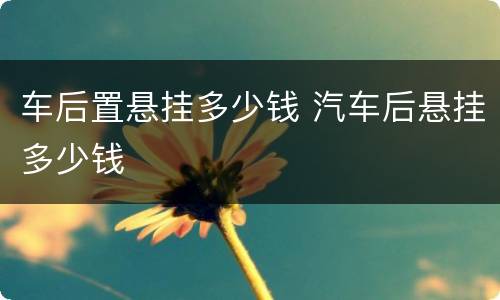 车后置悬挂多少钱 汽车后悬挂多少钱