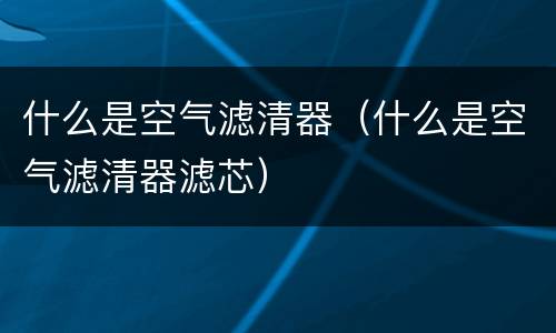 什么是空气滤清器（什么是空气滤清器滤芯）