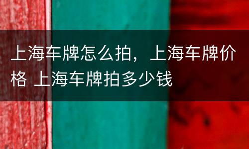 上海车牌怎么拍，上海车牌价格 上海车牌拍多少钱