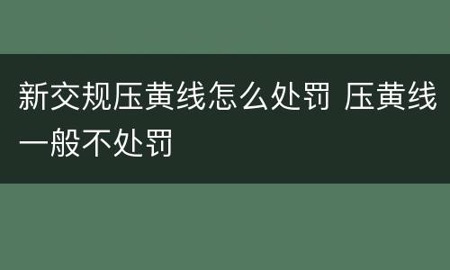 新交规压黄线怎么处罚 压黄线一般不处罚