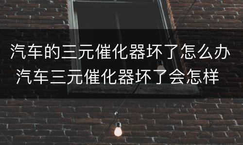 汽车的三元催化器坏了怎么办 汽车三元催化器坏了会怎样