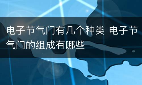 电子节气门有几个种类 电子节气门的组成有哪些
