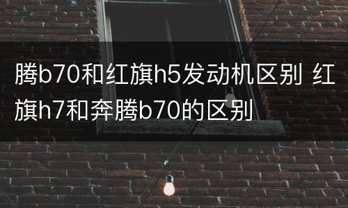 腾b70和红旗h5发动机区别 红旗h7和奔腾b70的区别